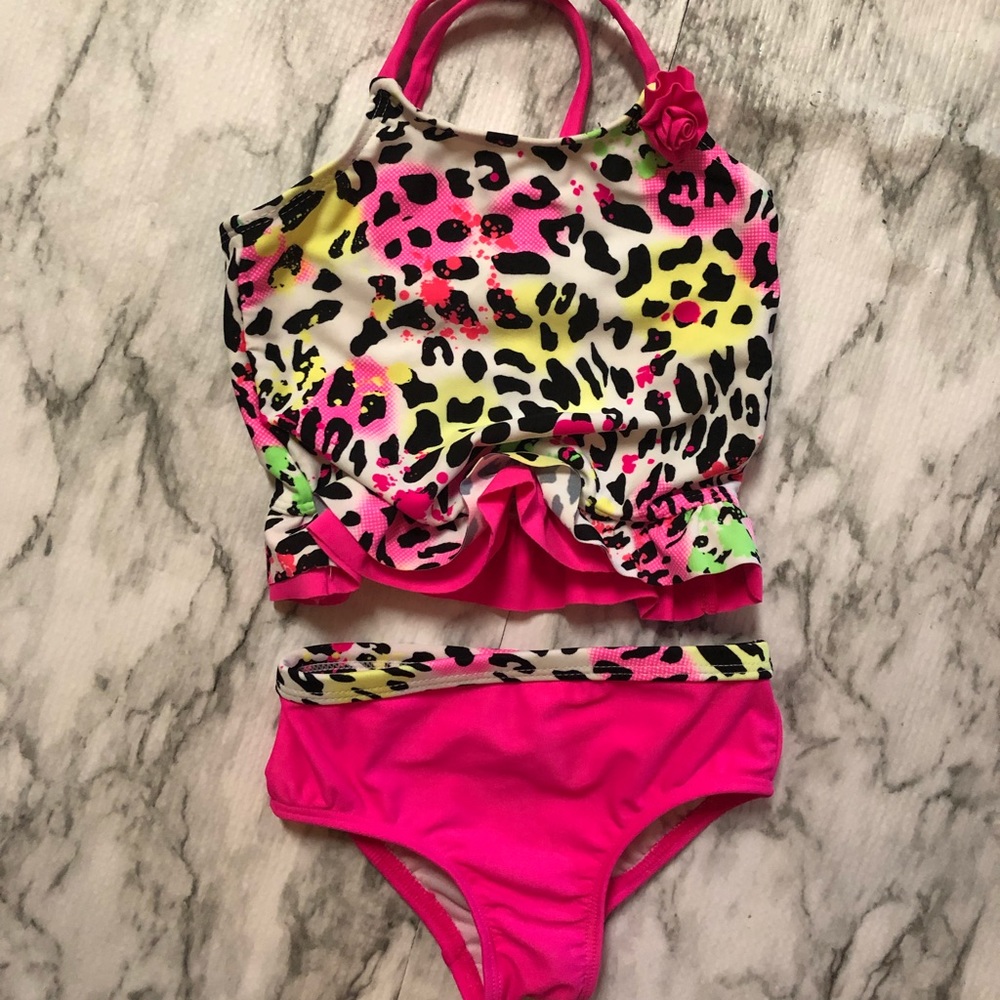 O.P. 18M 2pc Swim Suit Cheetah Printed Bright